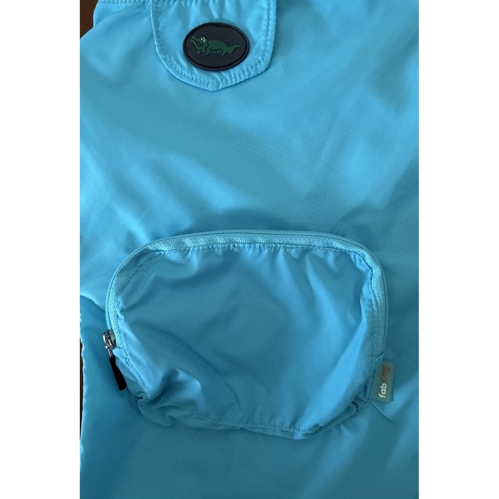 Fabdog lt. blue Packable Nylon hooded Leash hole Waterproof Raincoat Size Medium - Picture 3 of 10